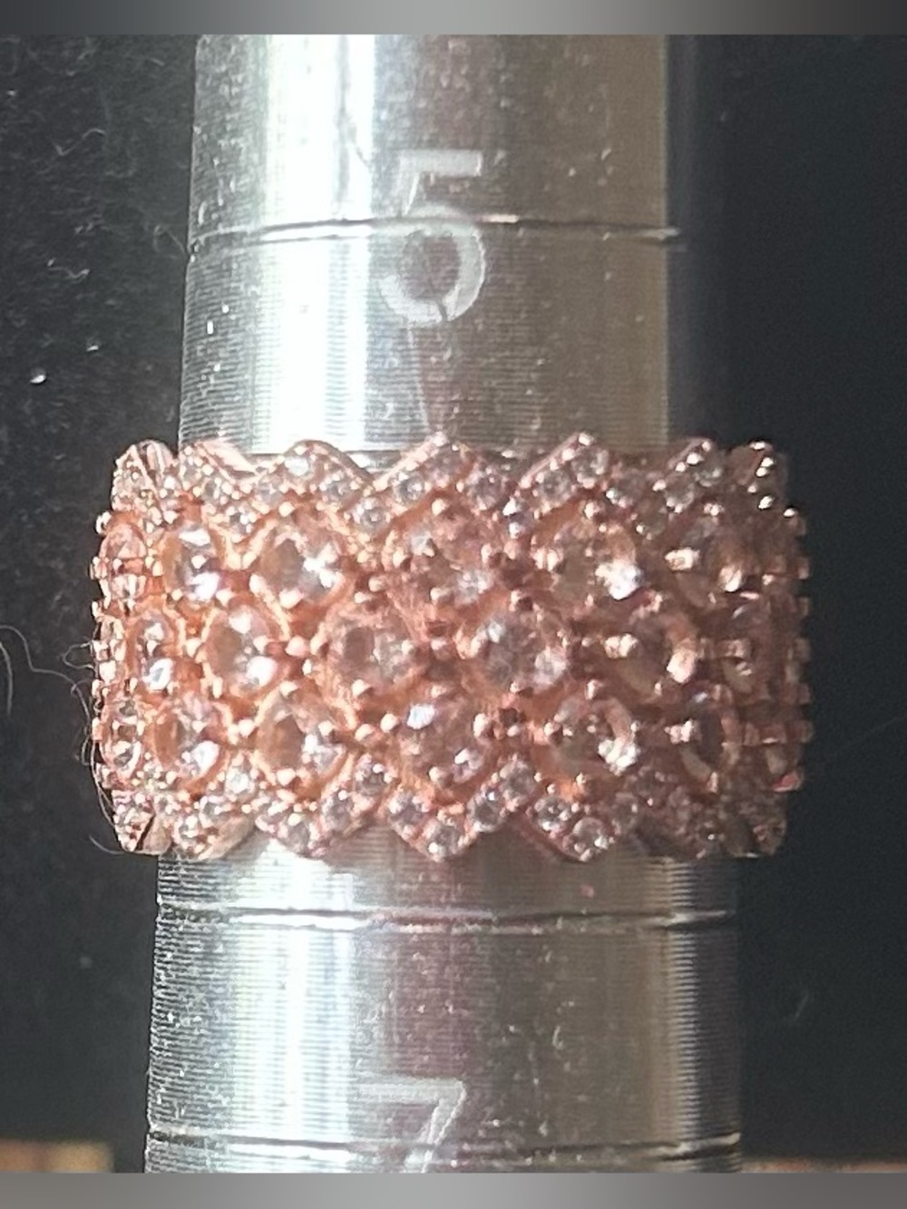 925 Rose Gold Vermeil white sapphire ring. Size 6
